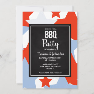 Memorial Day Stars Cook Out Party Grill Invitation