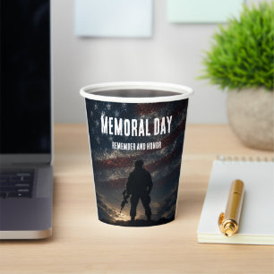 Memorial Day Stars & Stripes Soldier Tribute Paper Cups