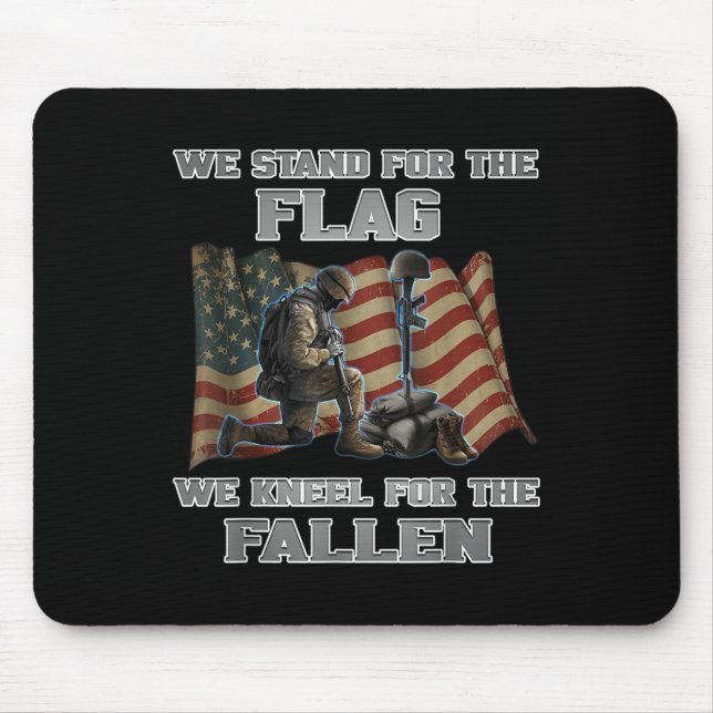 Memorial Day Tee - We Stand For The Flag We Kneel  Mouse Mat (Front)