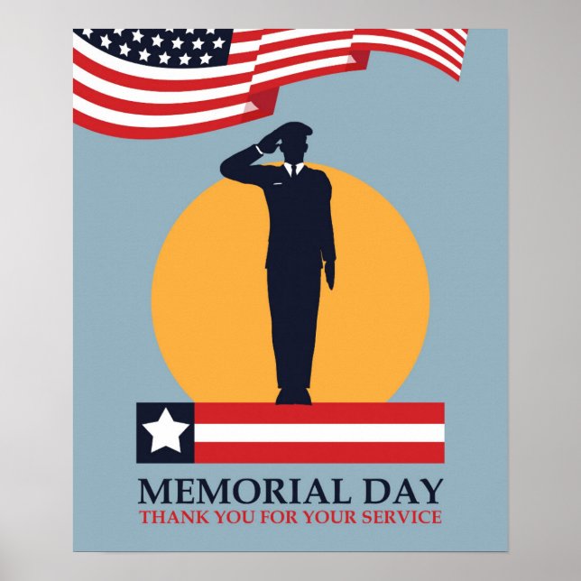 Memorial Day,  Thank You for your Service Poster (Front)