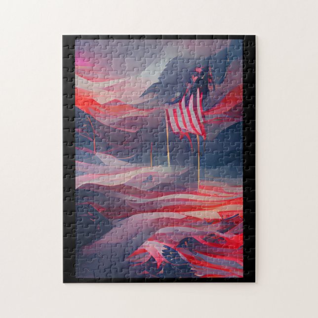 Memorial Day US flag abstract digital art July 4th Jigsaw Puzzle (Vertical)