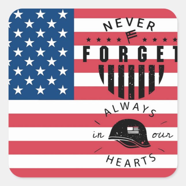 Memorial Day,USA Flag Square Sticker (Front)