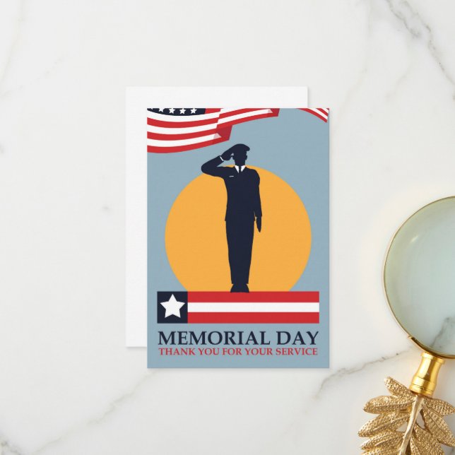 Memorial Day, USA Flag Thank You Card (Front/Back In Situ)