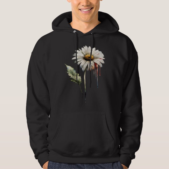 Memorial Day Veteran Wife Daisy American USA Flag  Hoodie (Front)
