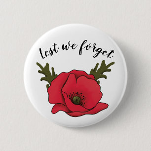 Memorial Day, Veterans Day Poppy Button Pin