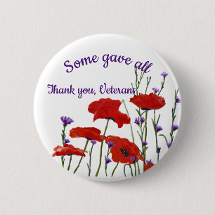 Memorial Day, Veterans Day Red Poppies 6 Cm Round Badge