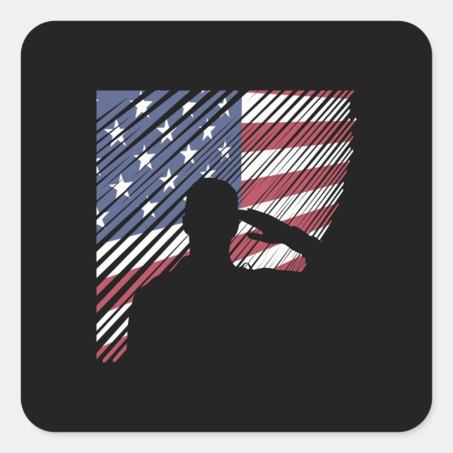 Memorial Day Veterans Day US Flag Soldier Square Sticker (Front)