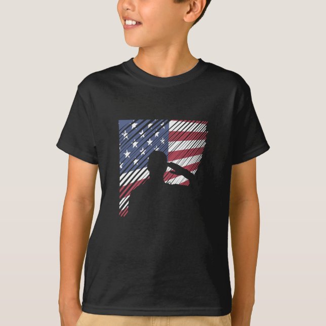 Memorial Day Veterans Day US Flag Soldier T-Shirt (Front)