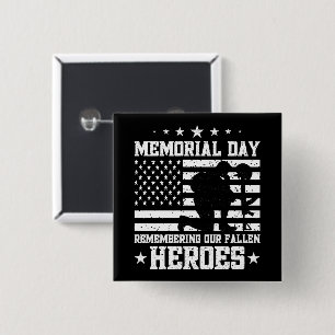 Memorial Day Vintage Design Veterans Day USA Flag  15 Cm Square Badge