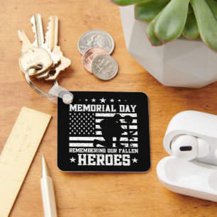 Memorial Day Vintage Design Veterans Day USA Flag Key Ring