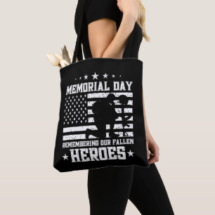 Memorial Day Vintage Design Veterans Day USA Flag Tote Bag