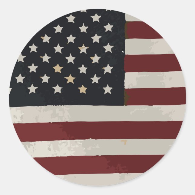 Memorial Day Watercolor American Flag Classic Round Sticker (Front)