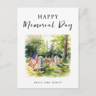 Memorial Day Watercolor Business Promotional Holiday Postcard