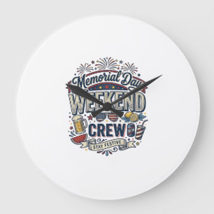 Memorial Day Weekend Crew Vintage Patriotic Shirt_ Large Clock