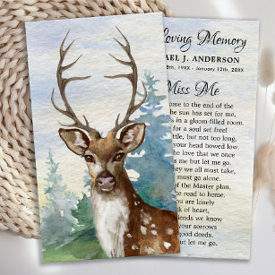 Memorial Deer Hunter Woodland Funeral Prayer Card