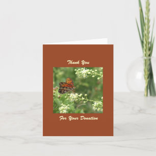 Memorial Donation, Orange Butterfly Thank You Card