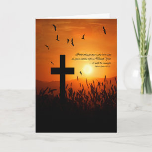 Memorial Donation Thank You Sunset Cross Card