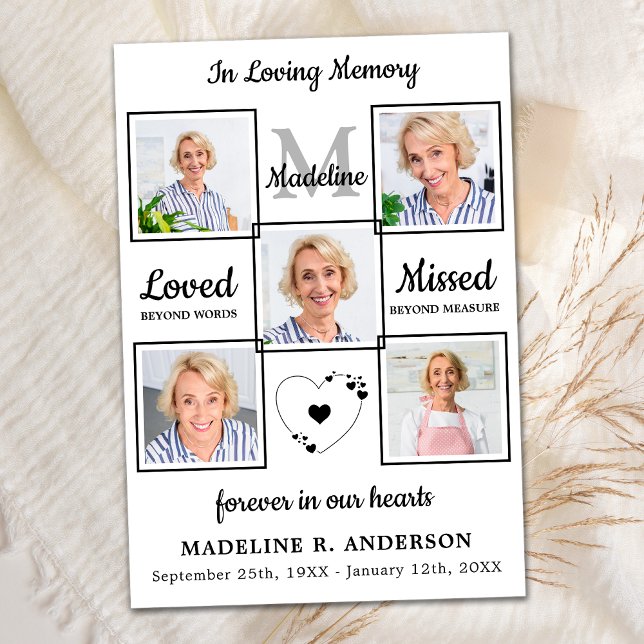 Memorial Elegant Photo Collage Sympathy Funeral Thank You Card (Creator Uploaded)