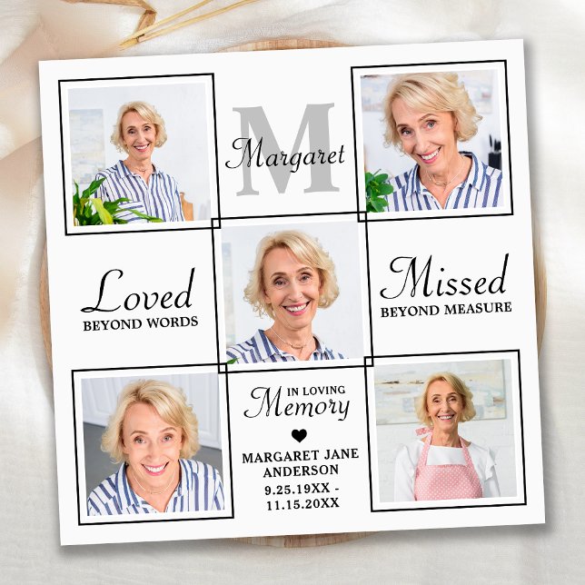 Memorial Elegant Photo Collage Sympathy Funeral Thank You Card (Creator Uploaded)