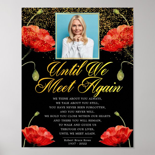 Memorial Elegant Red Roses Funeral Poem Sign (Front)