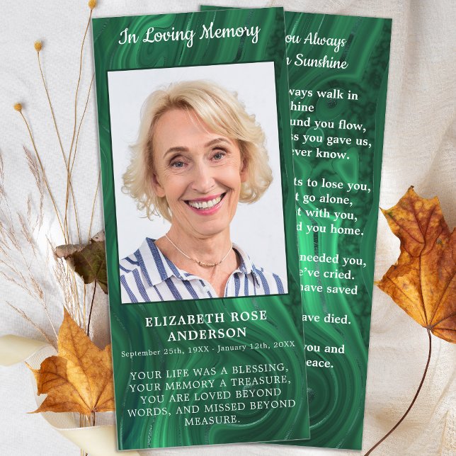 Memorial Emerald Green Funeral Prayer Card Photo (Creator Uploaded)