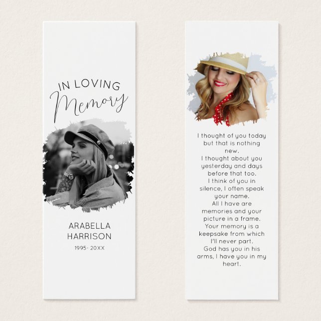 Memorial Etched Effect 2 Photo Bookmark (Front & Back)
