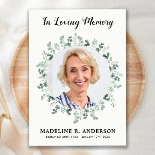 Memorial Eucalyptus Photo Funeral Sympathy Thank You Card