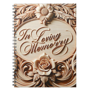 Memorial Faux Wood Funeral Guest / Photos Notebook