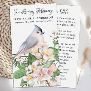 Memorial Floral Bird Poem Funeral Prayer Card