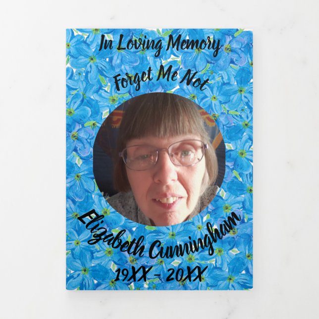 Memorial Floral Trifold Letter Fold Announcement (Cover)
