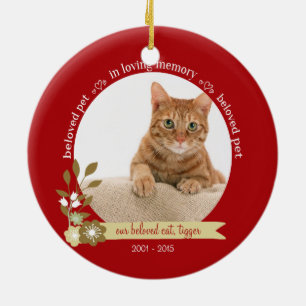 Memorial for pet at Christmas custom photo name Ceramic Tree Decoration
