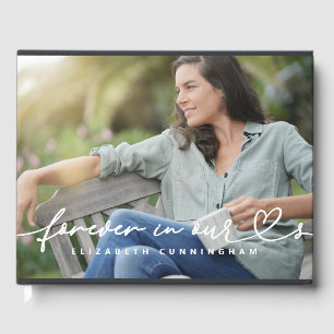 Memorial Forever Hearts Simple Modern Photo Guest Book
