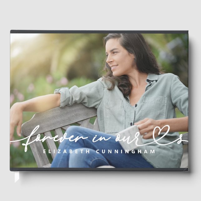 Memorial Forever Hearts Simple Modern Photo Guest Book (Front)