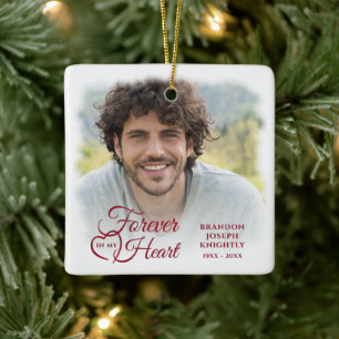 Memorial FOREVER IN MY HEART Photo Keepsake Ceramic Ornament