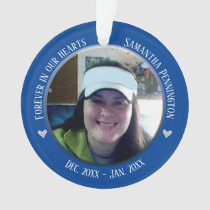 Memorial Forever in Our Hearts 2 Photo Ornament