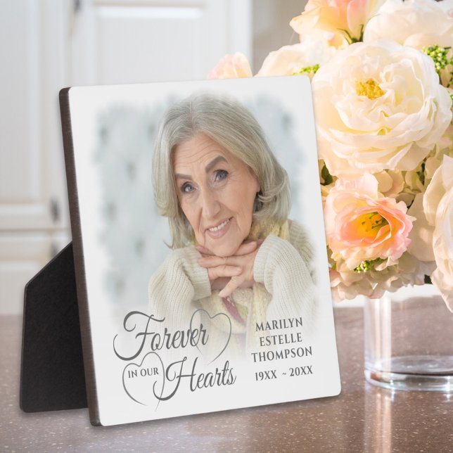 Memorial FOREVER IN OUR HEARTS 2 Photo Silver Grey Plaque (Creator Uploaded)