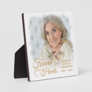 Memorial FOREVER IN OUR HEARTS 2 Photos Gold Plaque