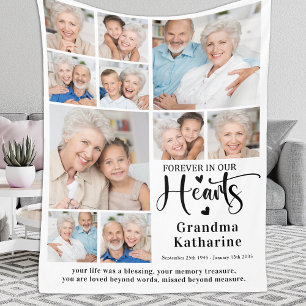 Memorial Forever in our Hearts Custom 10 Photo Fleece Blanket