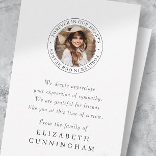 Memorial Forever In Our Hearts Elegant Chic Photo Thank You Card