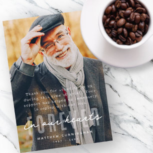 Memorial Forever in our Hearts Modern Photo Thank You Card