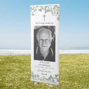 Memorial Forever in Our Hearts Photo Funeral Retractable Banner