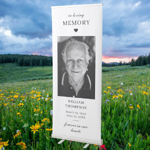 Memorial Forever in Our Hearts Photo Funeral Retractable Banner