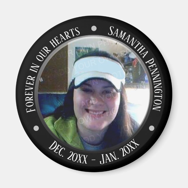 Memorial Forever in Our Hearts Photo Magnet (Front)