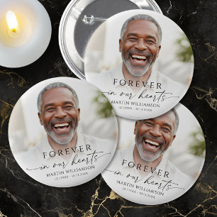 Memorial Forever in Our Hearts Photo Personalized 6 Cm Round Badge
