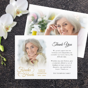 Memorial FOREVER IN OUR HEARTS Photo Thank You Card
