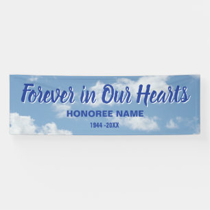 Memorial Forever in Our Hearts with Sky Background Banner