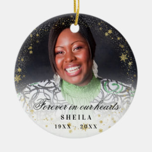 Memorial forever photo gold snow ceramic tree decoration