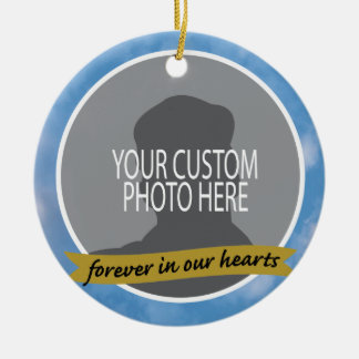 Memorial Forever with sky border custom photo Ceramic Tree Decoration