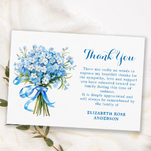 Memorial Forget Me Not Floral Sympathy Funeral Thank You Card