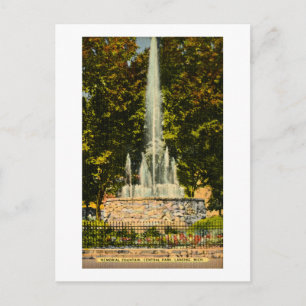 Memorial Fountain, Central Park, Lansing, Michigan Postcard